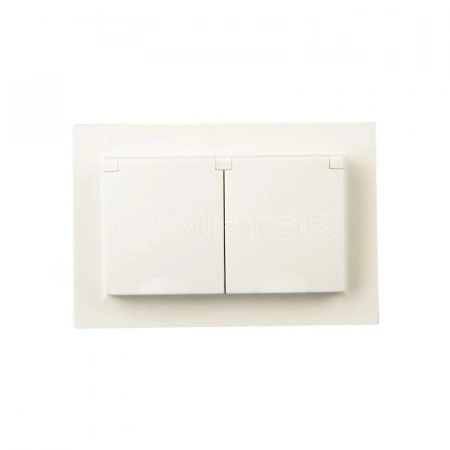 Розетка 2-м СП BRITE РСбш12-3-44-БрКр 16А в сборе IP44 с крышкой беж. IEK BR-R26-16-44-K10-F изображение, фото