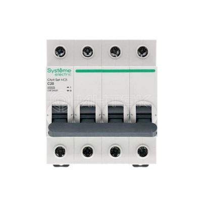 Выключатель автоматический модульный 4п C 20А 4.5кА City9 Set 400В Systeme Electric C9F34420 изображение, фото