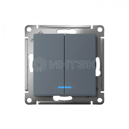 Выключатель 2-кл. СП AtlasDesign 10А IP20 (сх. 5а) 10AX с подсветкой механизм грифель Systeme Electric ATN000753 изображение, фото