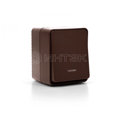 Выключатель 1-кл. ОП AtlasDesign PROFI IP54 10AX с подсветкой корич. Systeme Electric ATN546013 изображение, фото