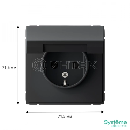 Розетка ArtGallery 16А IP20 с заземл. защ. шторки с крышкой механизм карбон Systeme Electric GAL001046 изображение, фото