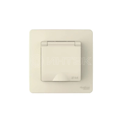 Розетка 1-м СП Blanca 16А IP44 250В с заземл. защ. шторки с крышкой молочн. Systeme Electric BLNRS441112 изображение, фото