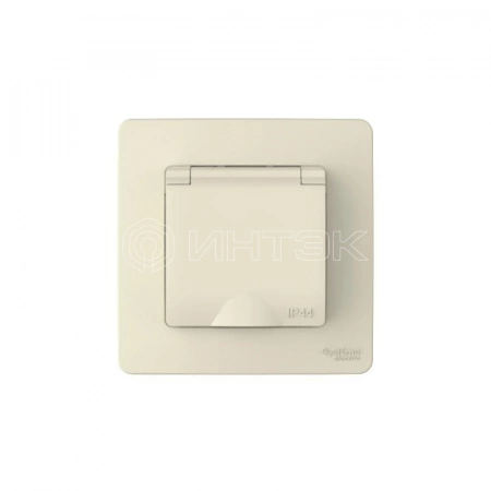 Розетка 1-м СП Blanca 16А IP44 250В с заземл. защ. шторки с крышкой молочн. Systeme Electric BLNRS441112 изображение, фото