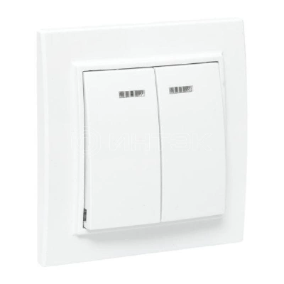 Выключатель 2-кл. СП Минск 10А IP20 с индикатором бел. Basic EKF ERV10-123-10 изображение, фото