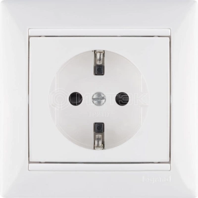 Розетка 1-м СП Valena 16А IP21 230/250В 2P+E с заземл. защ. шторки на винтах механизм бел. IEK 774421 изображение, фото