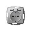 Розетка 1-м СП AtlasDesign 16А IP20 с 2-мя заряд. устройствами USB тип A+A 5В/2.4А 2х5В/1.2А механизм алюм. Systeme Electric ATN000330 изображение, фото