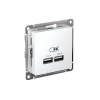 Розетка USB AtlasDesign тип A+A 5В 1х2.1А 2х1.05А механизм бел. Systeme Electric ATN000133 изображение, фото