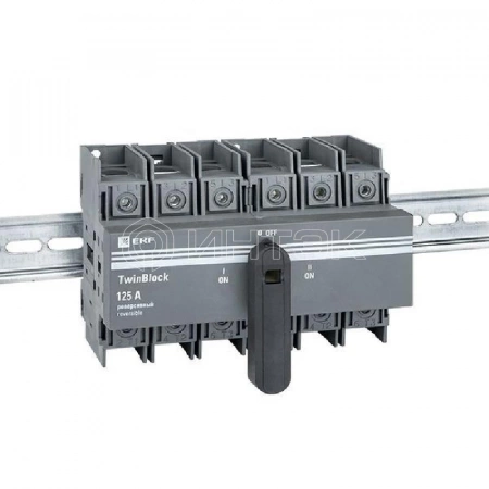 Рубильник 3п 125A реверсивный c рукояткой для прямой установки TwinBlock EKF tb-s-125-3p-rev изображение, фото