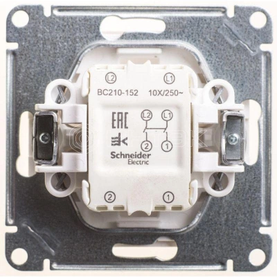 Выключатель 1-кл. 2п СП W59 10А IP20 10AX механизм бел. Systeme Electric VS210-152-1-86 изображение, фото