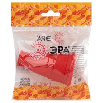 Розетка RX10-R-IP44 16А IP44 прямая с заземл. каучук красн. ЭРА Б0055419 изображение, фото