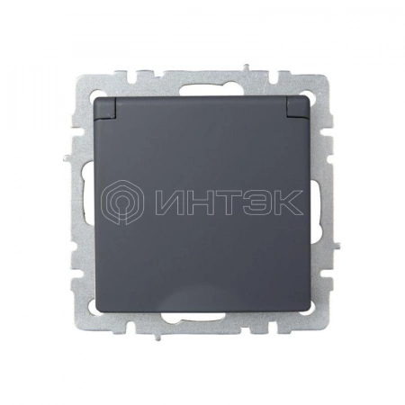 Розетка BRITE РСбш10-3-БрГ 16А IP20 с заземл. защ. шторки с крышкой механизм графит IEK BR-R16-16-K53 изображение, фото