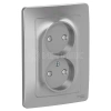 Розетка 2-м СП Blanca 16А IP20 250В без заземл. защ. шторки алюм. Systeme Electric BLNRS000123 изображение, фото