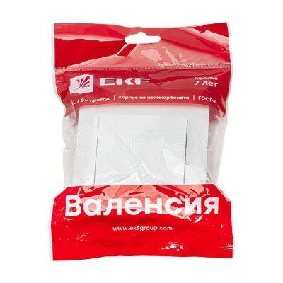 Выключатель 1-кл. СП Валенсия 10А IP20 бел. PROxima EKF EWV10-021-10 изображение, фото