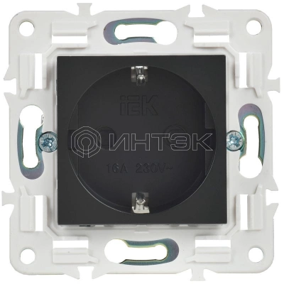 Розетка SKANDY 16А с заземл. защ. шторки безвинт. крепл. SK-R06Bl черн. IEK SK-R14-16-1-K02 изображение, фото