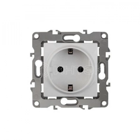 Розетка 1-м СП Эра12 12-2102-01 16А IP20 16AX 250В 2P+E Schuko защ. шторки механизм бел. Эра Б0014687 изображение, фото