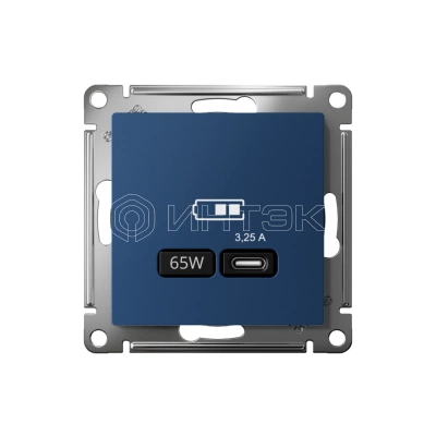 Розетка USB AtlasDesign тип C 65Вт высокоскор. ЗУ QC PD механизм аквамарин Systeme Electric ATN001127 изображение, фото