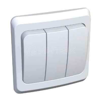 Выключатель 3-кл. СП Этюд 10А IP20 бел. Systeme Electric BC10-003B изображение, фото