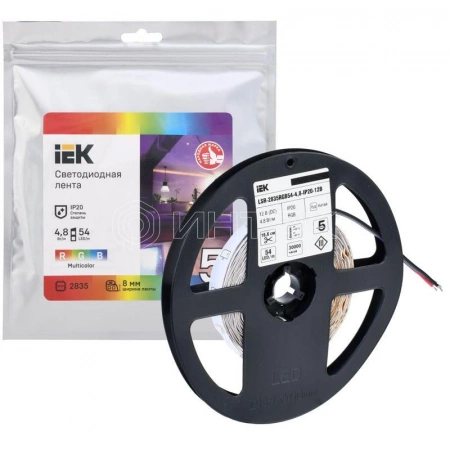 Лента светодиодная LED LSR-2835RGB54-4.8-IP20-12В (уп.5м) IEK LSR1-3-054-20-3-05 изображение, фото