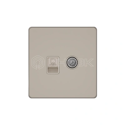 Розетка информационная СП Systeme Infinity TV/FM и кат.5E песчан. берег Systeme Electric FSE000589 изображение, фото
