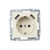 Розетка BRITE РЮш10-1-БрКр 16А с USB A+A 2.1А с заземл. защ. шторки механизм беж. IEK BR-R14-16-U21-D21-K10 изображение, фото