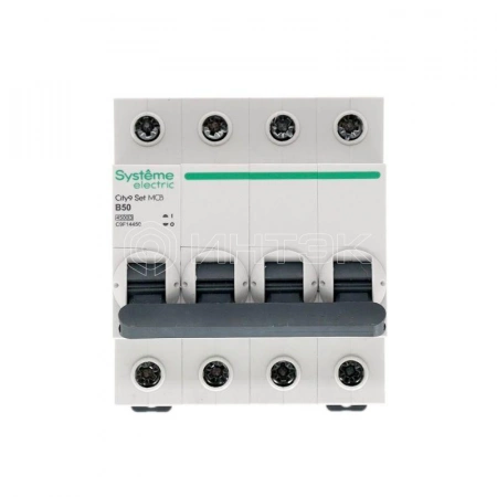 Выключатель автоматический модульный 4п B 50А 4.5кА City9 Set 400В Systeme Electric C9F14450 изображение, фото
