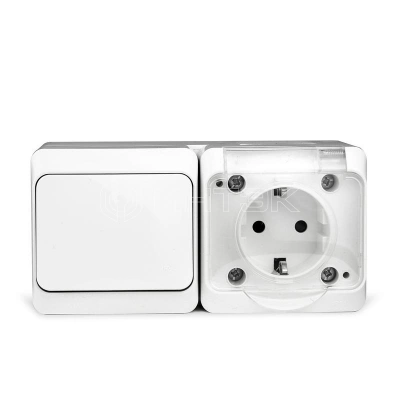 Блок ОП Nix (розетка 16А 250В с заземл. 1-кл. выкл. 10А) IP54 бел. TOKOV ELECTRIC TKE-NX-V1RZ-C01T-IP54 изображение, фото