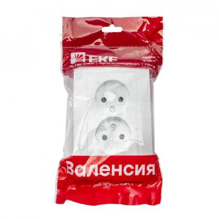 Розетка 2-м СП Валенсия 10А IP20 без заземл. защ. шторки бел. PROxima EKF EWR10-102-10 изображение, фото