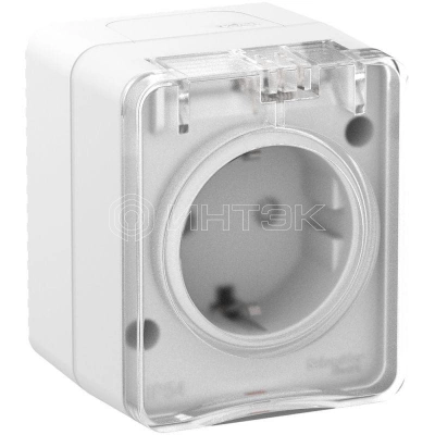 Розетка 1-м ОП AtlasDesign PROFI 16А IP54 250В заземл. защ. шторки бел. Systeme Electric ATN540145 изображение, фото