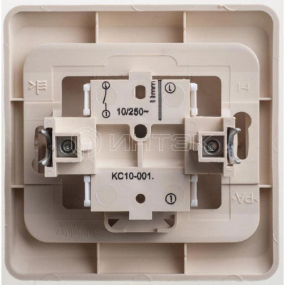 Выключатель кнопочный 1-кл. СП Этюд 10А IP20 с самовозвратом крем. Systeme Electric KC10-001K изображение, фото