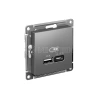 Розетка USB AtlasDesign тип A+C 45Вт QC PD высокоскор. ЗУ механизм сталь Systeme Electric ATN000929 изображение, фото