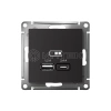 Розетка USB AtlasDesign тип A+C 5В/2.4А 2х5В/1.2А механизм карбон Systeme Electric ATN001039 изображение, фото