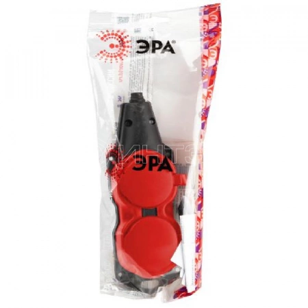 Колодка 2-м с заземл. 16A IP44 KX-2e-RED-IP44 каучук. красн. Эра Б0068443 изображение, фото