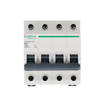 Выключатель автоматический модульный 4п B 20А 4.5кА City9 Set 400В Systeme Electric C9F14420 изображение, фото