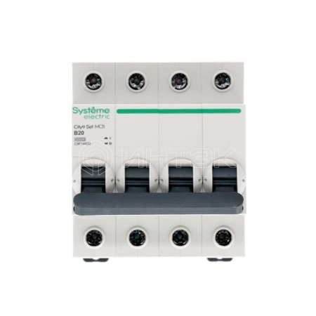 Выключатель автоматический модульный 4п B 20А 4.5кА City9 Set 400В Systeme Electric C9F14420 изображение, фото