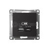 Розетка USB AtlasDesign тип A+C 45Вт QC PD высокоскор. ЗУ механизм карбон Systeme Electric ATN001029 изображение, фото