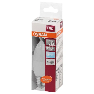 Лампа светодиодная LED Star Classic B 60 6.5W/840 6.5Вт свеча матовая 4000К нейтр. бел. E27 550лм 220-240В пластик. OSRAM 4058075134201 изображение, фото