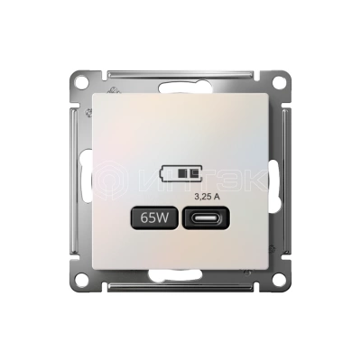 Розетка USB AtlasDesign тип C 65Вт QC PD высокоскор. ЗУ механизм жемчуж. Systeme Electric ATN000427 изображение, фото