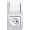 Блок комбинированный Glossa (розетка + 2-кл. выкл.) бел. Systeme Electric GSL000172 изображение, фото