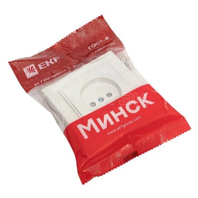 Розетка 1-м СП Минск 10А IP20 без заземл. защ. шторки бел. Basic EKF ERR10-022-100 изображение, фото