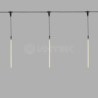 Гирлянда светодиодная "Тающие сосульки" 10шт х 50см шаг 100см 600LED тепл. бел. 24В провод каучук черн. соединяется Neon-Night 256-427 изображение, фото
