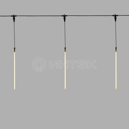 Гирлянда светодиодная "Тающие сосульки" 10шт х 50см шаг 100см 600LED тепл. бел. 24В провод каучук черн. соединяется Neon-Night 256-427 изображение, фото
