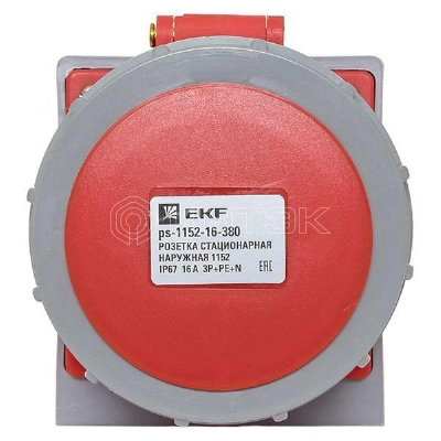 Розетка стационарная наружная 1152 3Р+РЕ+N 16А 380В IP67 PROxima EKF ps-1152-16-380 изображение, фото