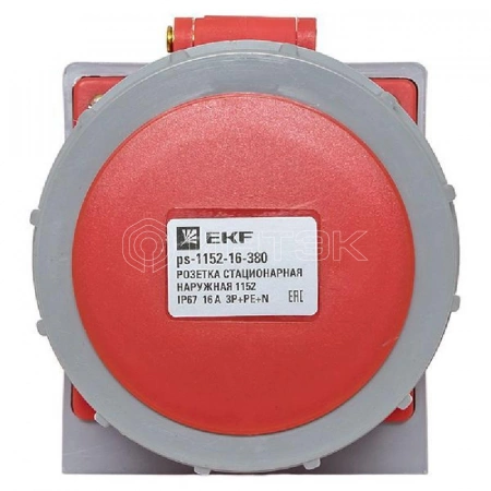 Розетка стационарная наружная 1152 3Р+РЕ+N 16А 380В IP67 PROxima EKF ps-1152-16-380 изображение, фото
