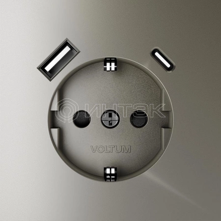 Розетка 1-м СП S70 16А с USB A+С с заземл. защ. шторки механизм шелк Voltum VLS040504 изображение, фото