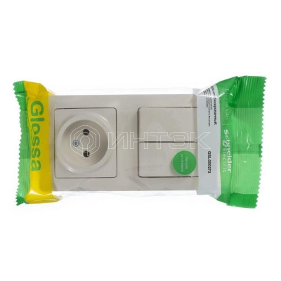 Блок комбинированный Glossa (розетка + 2-кл. выкл.) беж. Systeme Electric GSL000272 изображение, фото