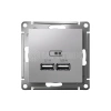 Розетка USB AtlasDesign тип A+A 5В 1х2.1А 2х1.05А механизм алюм. Systeme Electric ATN000333 изображение, фото