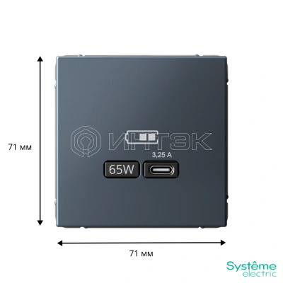Розетка USB ArtGallery тип C 65Вт QC PD высокоскор. ЗУ механизм грифель Systeme Electric GAL000727 изображение, фото
