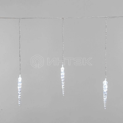 Гирлянда светодиодная "Айсикл" (бахрома) "Сосульки" 1.5х0.25м 10LED бел. 0.51Вт IP20 провод прозр. Neon-Night 303-068 изображение, фото