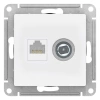 Розетка компьютерная + телевизионная 2-м СП AtlasDesign RJ45 кат.5E + TV механизм лотос Systeme Electric ATN001389 изображение, фото