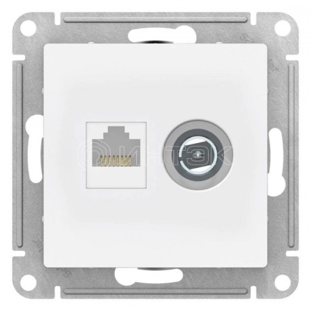 Розетка компьютерная + телевизионная 2-м СП AtlasDesign RJ45 кат.5E + TV механизм лотос Systeme Electric ATN001389 изображение, фото